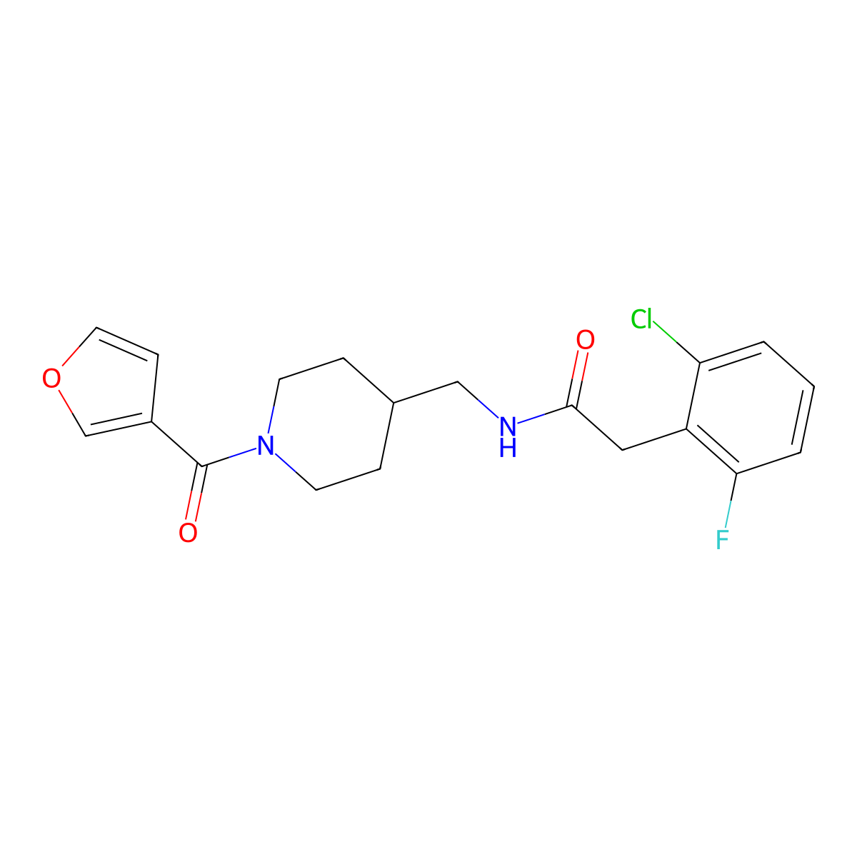 2-(2-Chloro-6-fluorophenyl)-N-{[1-(furan-3-carbonyl)piperidin-4-YL]methyl}acetamide molecular structure, CAS 1797967-03-3