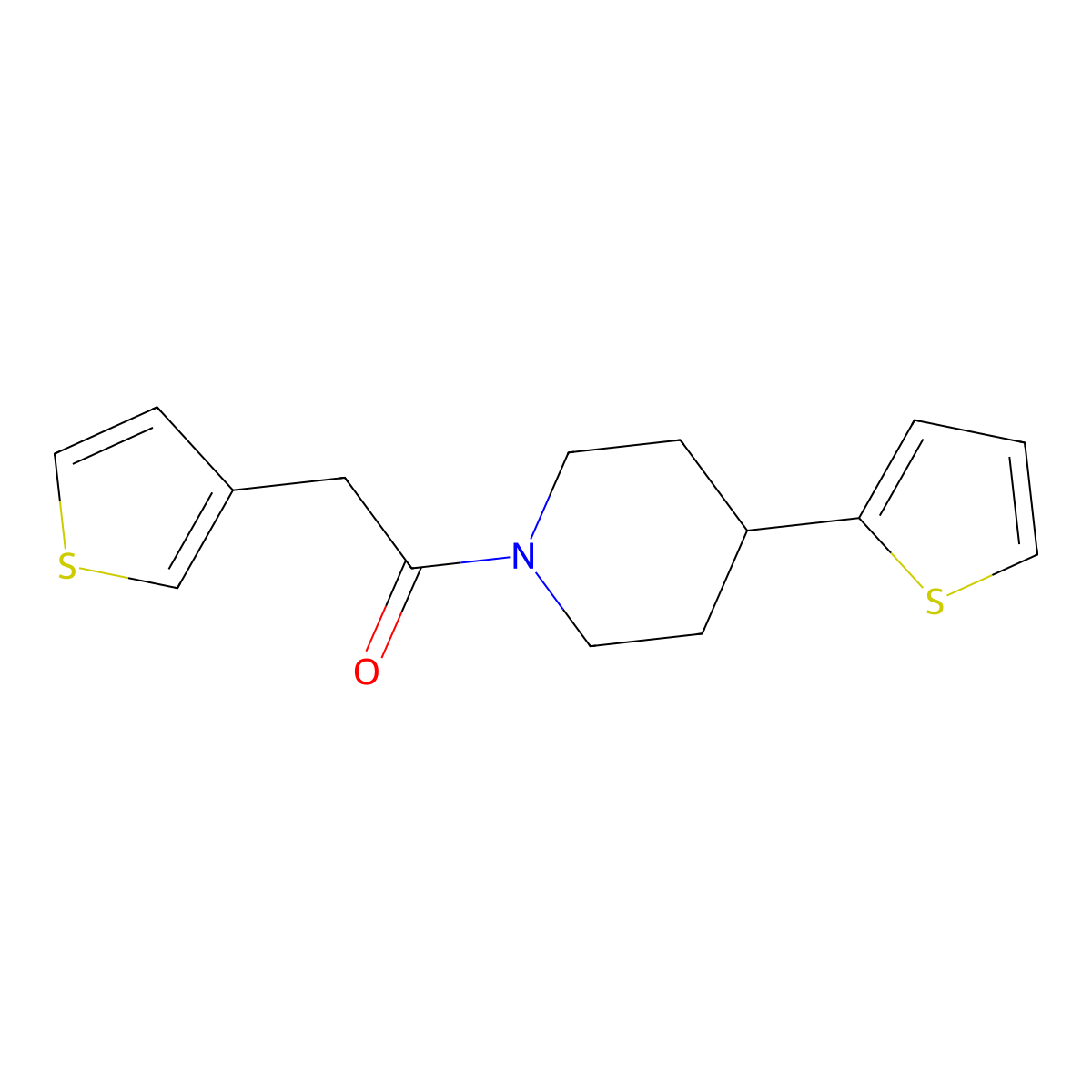 1-(4-(Thiophen-2-yl)piperidin-1-yl)-2-(thiophen-3-yl)ethanone molecular structure, CAS 1797967-08-8