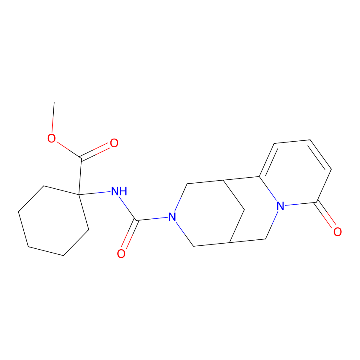 methyl 1-{[(8-oxo-1,5,6,8-tetrahydro-2H-1,5-methanopyrido[1,2-a][1,5]diazocin-3(4H)-yl)carbonyl]amino}cyclohexanecarboxylate molecular structure, CAS 1797967-18-0
