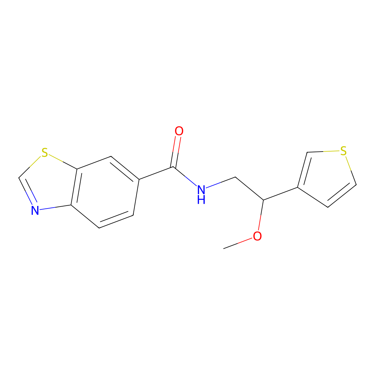 N-(2-methoxy-2-(thiophen-3-yl)ethyl)benzo[d]thiazole-6-carboxamide molecular structure, CAS 1797967-34-0