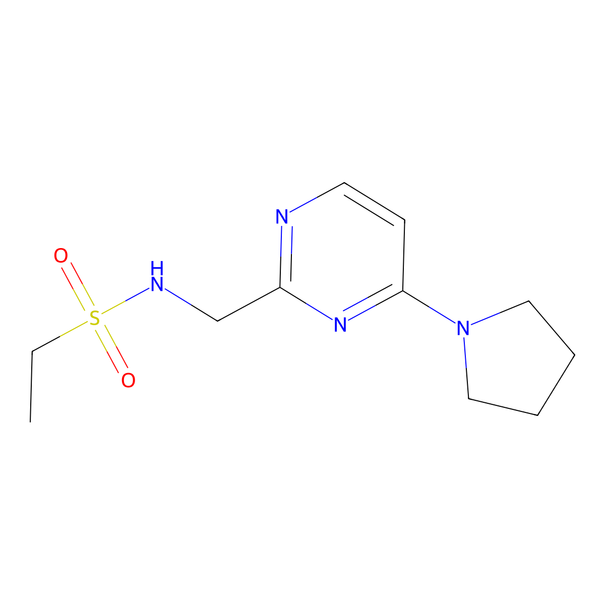 N-((4-(pyrrolidin-1-yl)pyrimidin-2-yl)methyl)ethanesulfonamide molecular structure, CAS 1797968-14-9