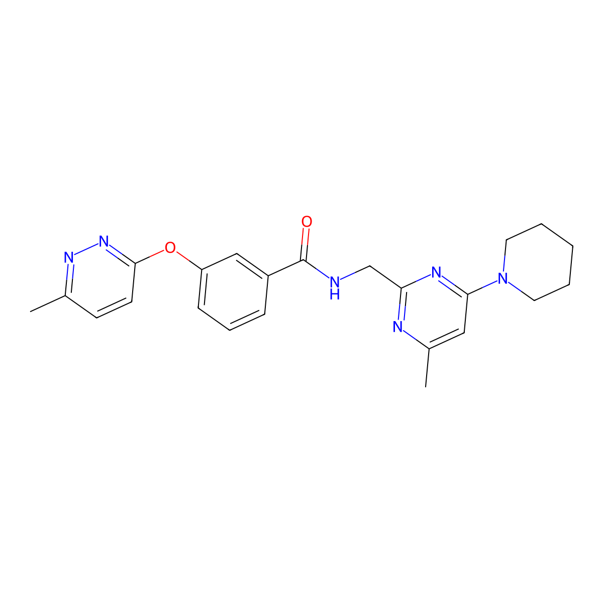 N-((4-methyl-6-(piperidin-1-yl)pyrimidin-2-yl)methyl)-3-((6-methylpyridazin-3-yl)oxy)benzamide molecular structure, CAS 1797968-51-4