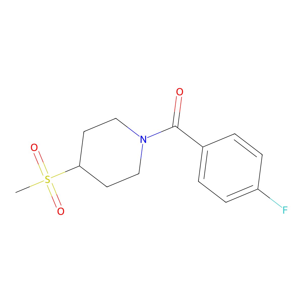 (4-Fluorophenyl)(4-(methylsulfonyl)piperidin-1-yl)methanone molecular structure, CAS 1797970-34-3