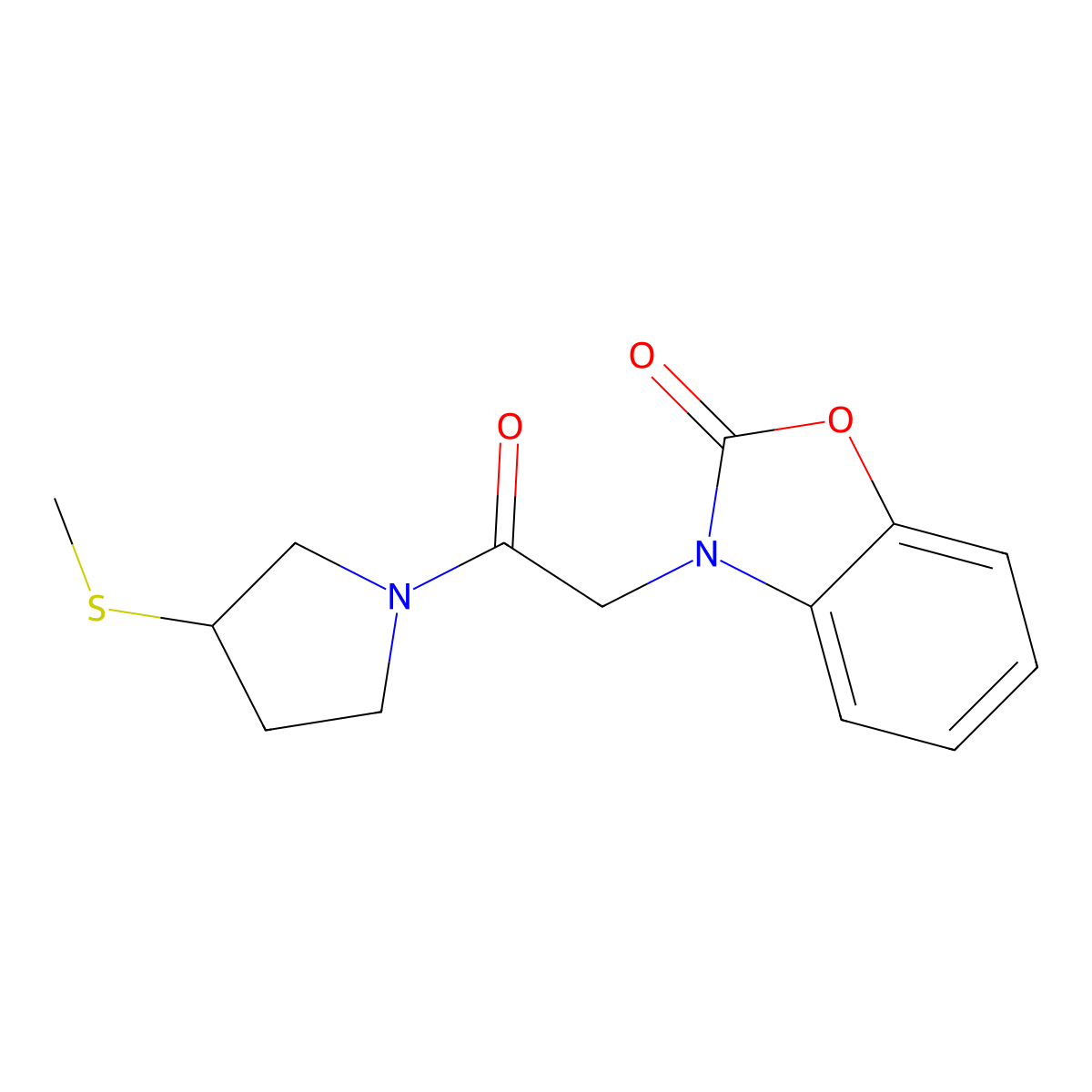 3-(2-(3-(methylthio)pyrrolidin-1-yl)-2-oxoethyl)benzo[d]oxazol-2(3H)-one molecular structure, CAS 1797970-42-3
