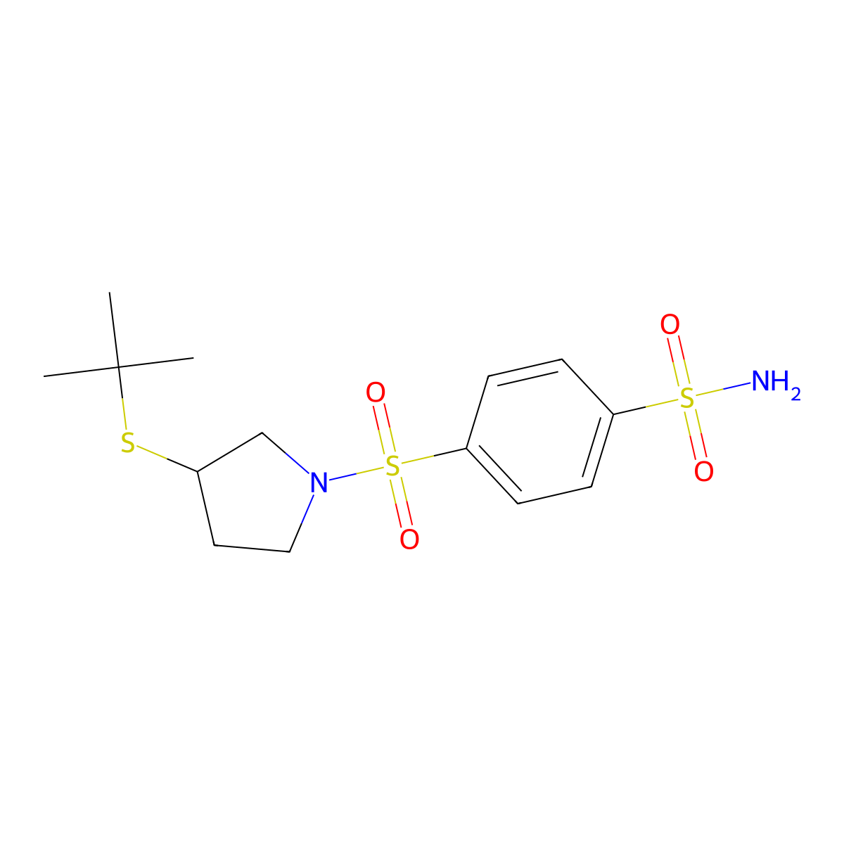 4-((3-(Tert-butylthio)pyrrolidin-1-yl)sulfonyl)benzenesulfonamide molecular structure, CAS 1797970-54-7