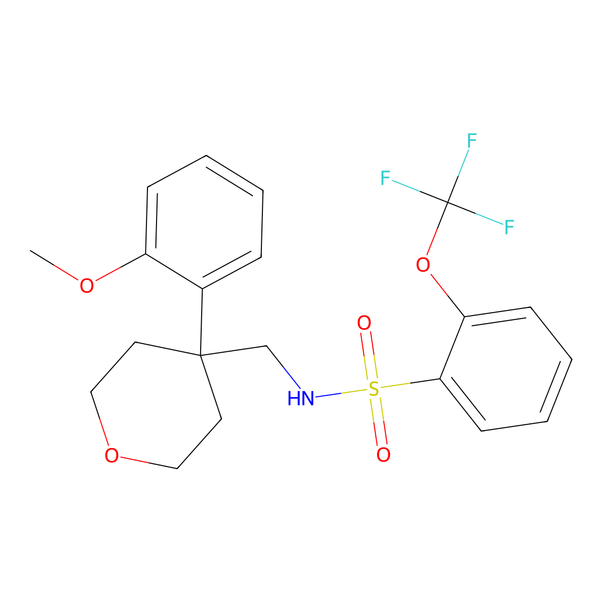 N-((4-(2-methoxyphenyl)tetrahydro-2H-pyran-4-yl)methyl)-2-(trifluoromethoxy)benzenesulfonamide molecular structure, CAS 1797970-97-8