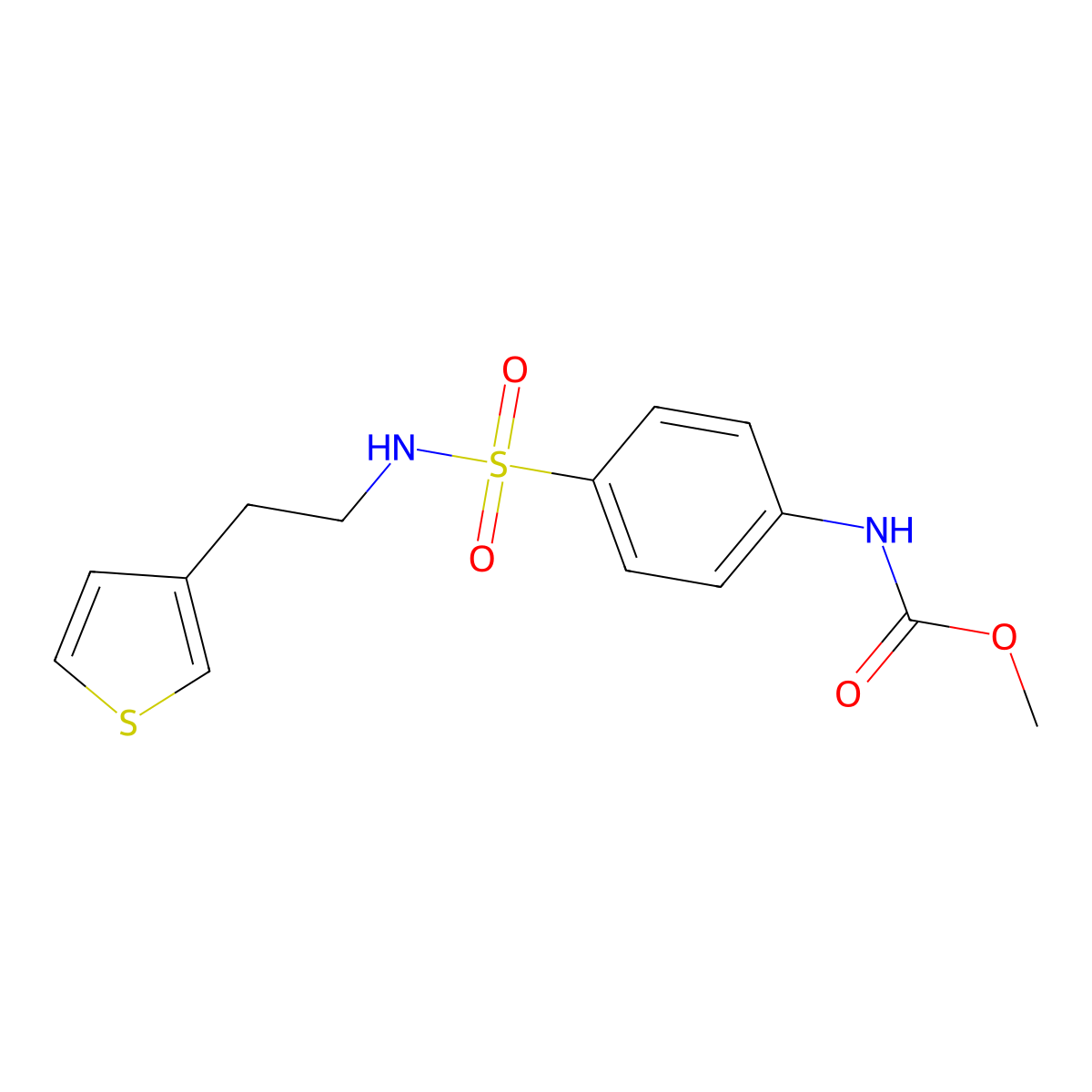 methyl (4-(N-(2-(thiophen-3-yl)ethyl)sulfamoyl)phenyl)carbamate molecular structure, CAS 1797971-05-1