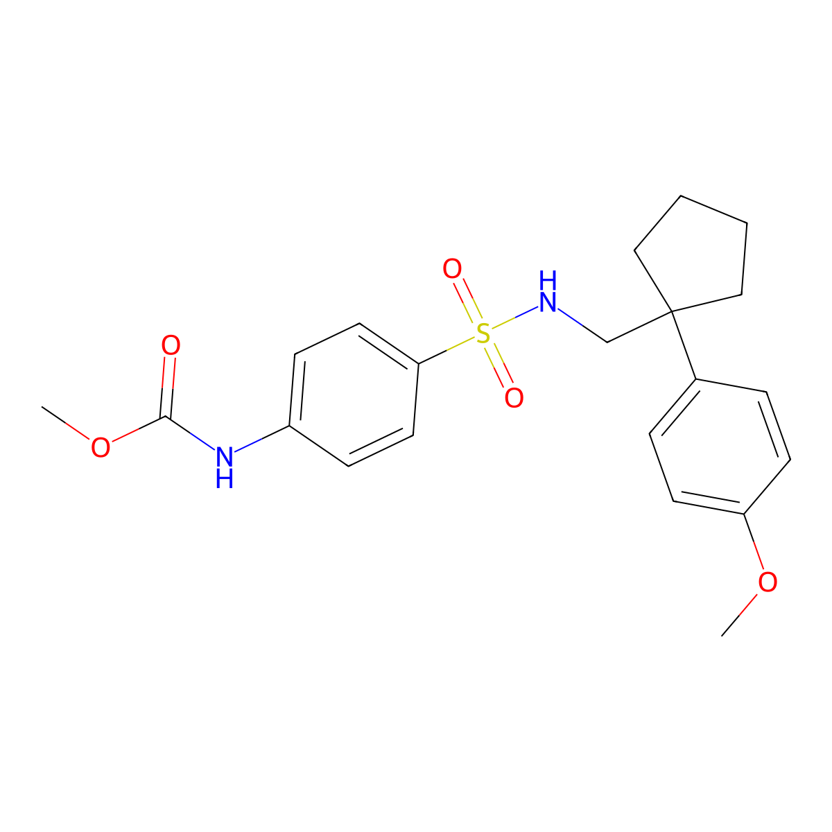 methyl (4-(N-((1-(4-methoxyphenyl)cyclopentyl)methyl)sulfamoyl)phenyl)carbamate molecular structure, CAS 1797971-44-8