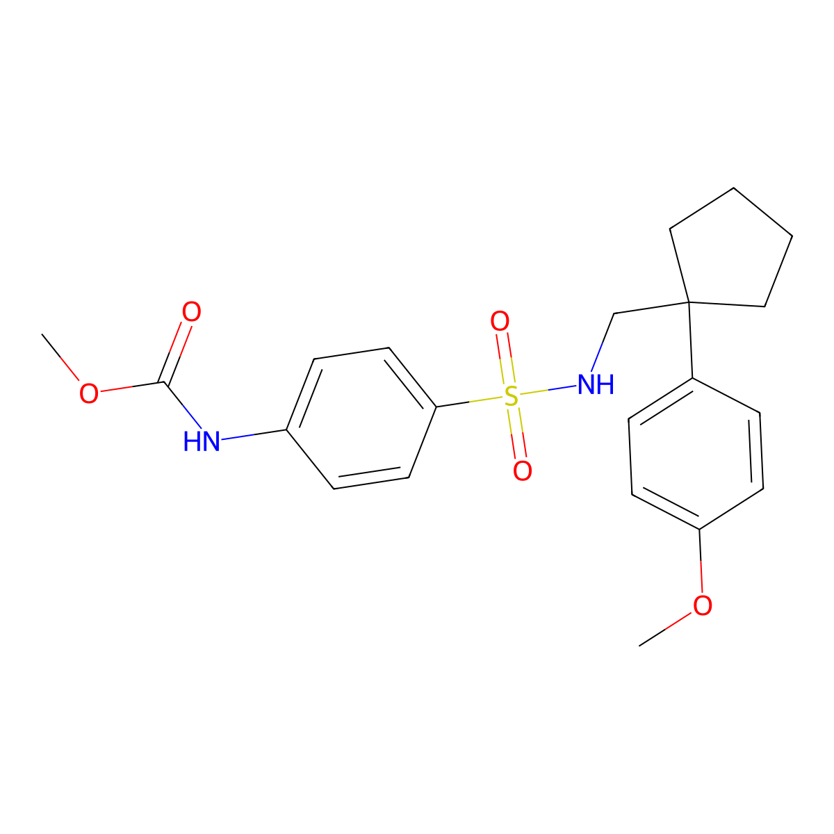 methyl (4-(N-((1-(4-methoxyphenyl)cyclopentyl)methyl)sulfamoyl)phenyl)carbamate molecular structure, CAS 1797971-44-8