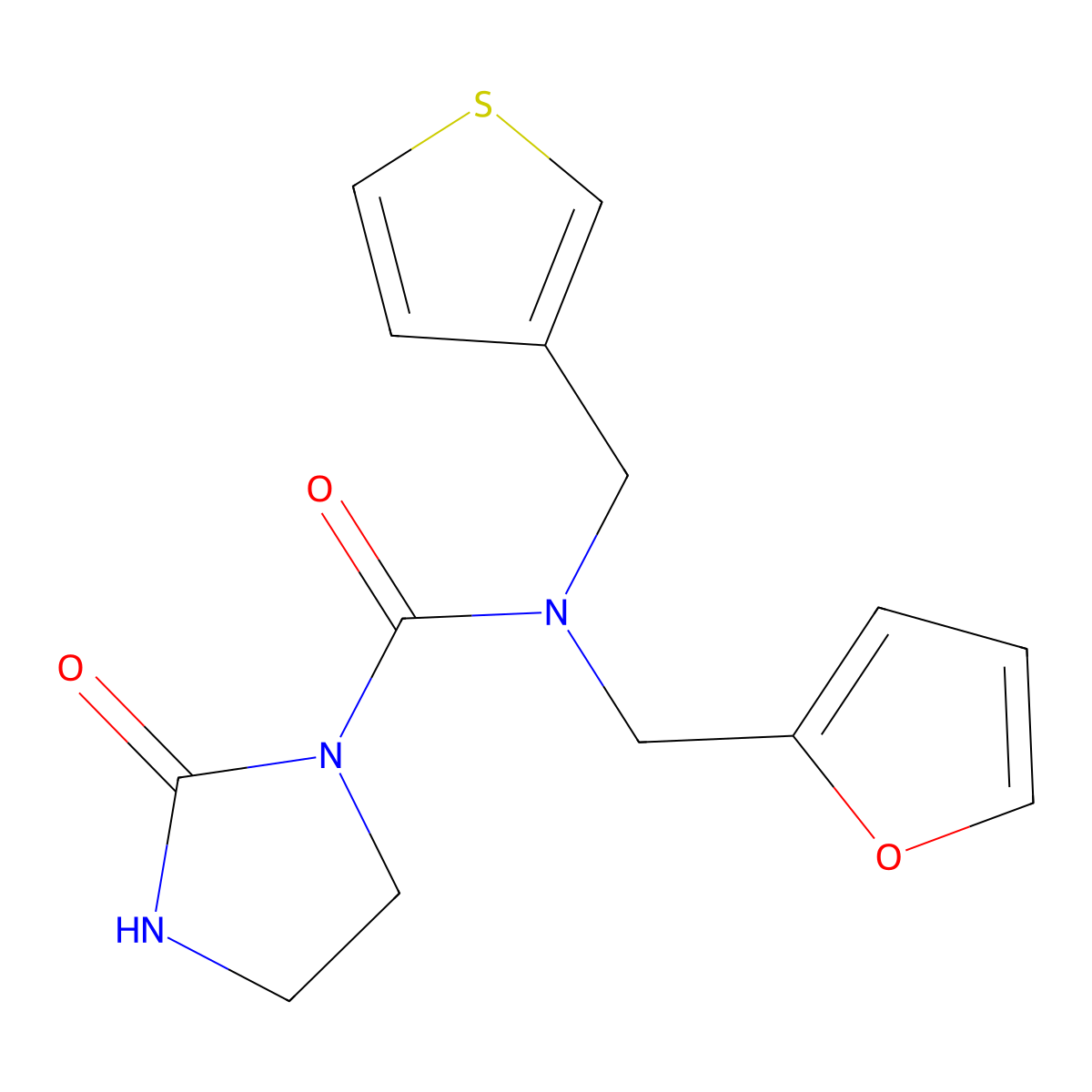 N-(furan-2-ylmethyl)-2-oxo-N-(thiophen-3-ylmethyl)imidazolidine-1-carboxamide molecular structure, CAS 1797971-53-9