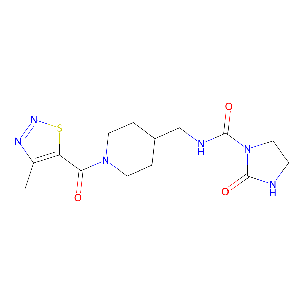N-{[1-(4-Methyl-1,2,3-thiadiazole-5-carbonyl)piperidin-4-YL]methyl}-2-oxoimidazolidine-1-carboxamide molecular structure, CAS 1797971-69-7