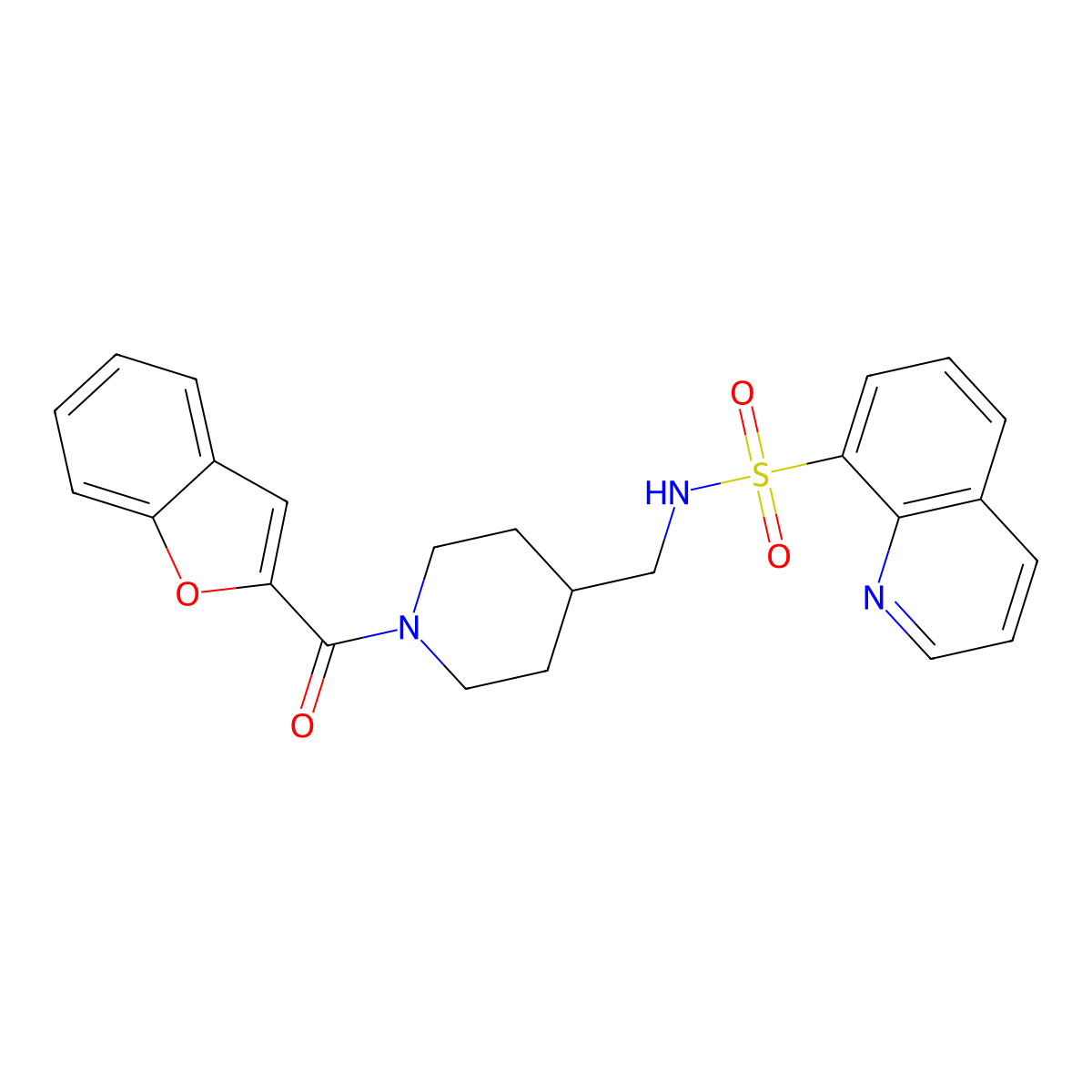 N-((1-(benzofuran-2-carbonyl)piperidin-4-yl)methyl)quinoline-8-sulfonamide molecular structure, CAS 1797971-71-1