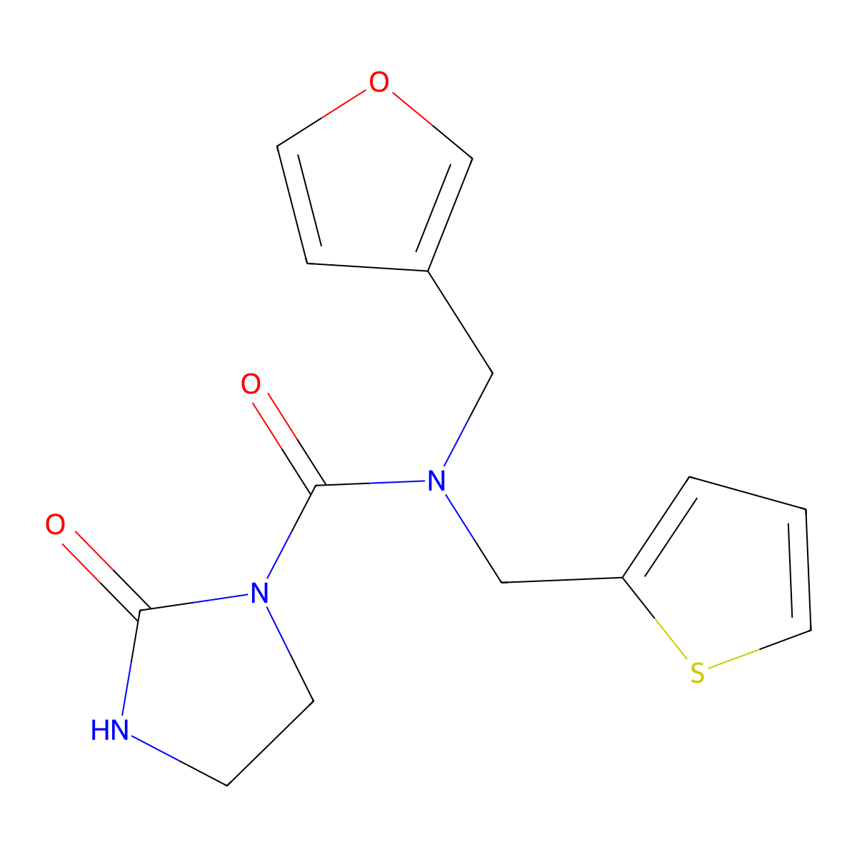 N-(furan-3-ylmethyl)-2-oxo-N-(thiophen-2-ylmethyl)imidazolidine-1-carboxamide molecular structure, CAS 1797971-73-3