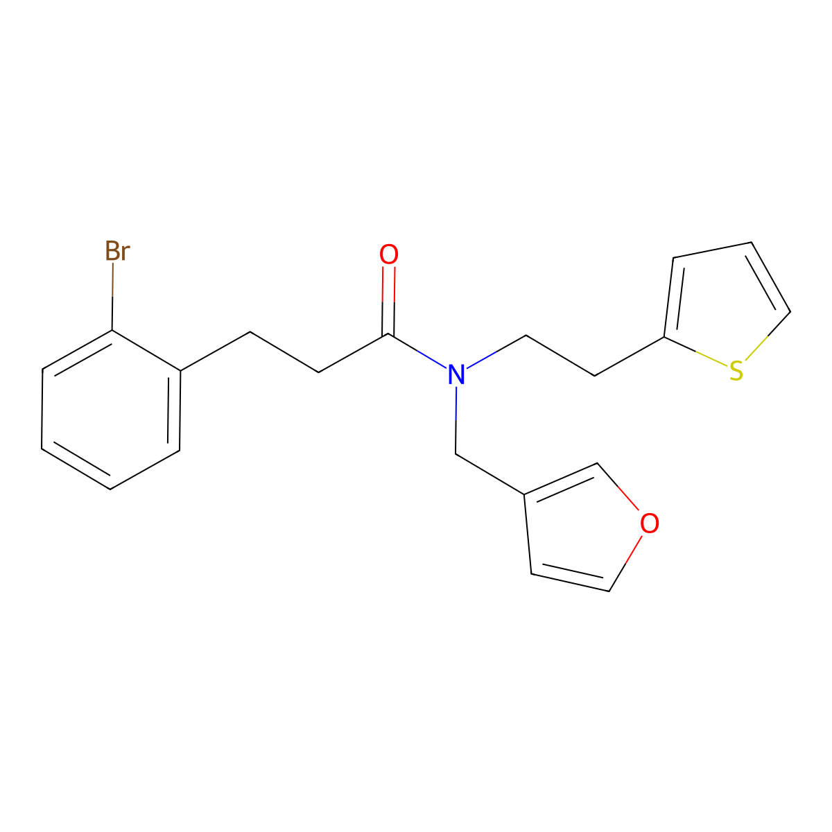 3-(2-bromophenyl)-N-(furan-3-ylmethyl)-N-(2-(thiophen-2-yl)ethyl)propanamide molecular structure, CAS 1797971-80-2