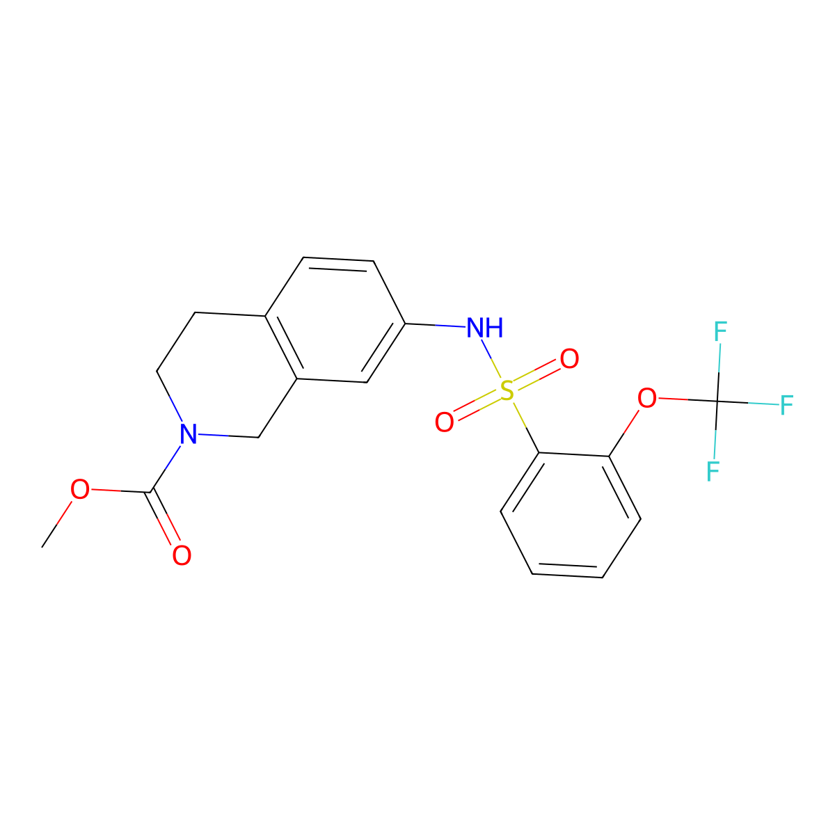 methyl 7-(2-(trifluoromethoxy)phenylsulfonamido)-3,4-dihydroisoquinoline-2(1H)-carboxylate molecular structure, CAS 1797972-92-9