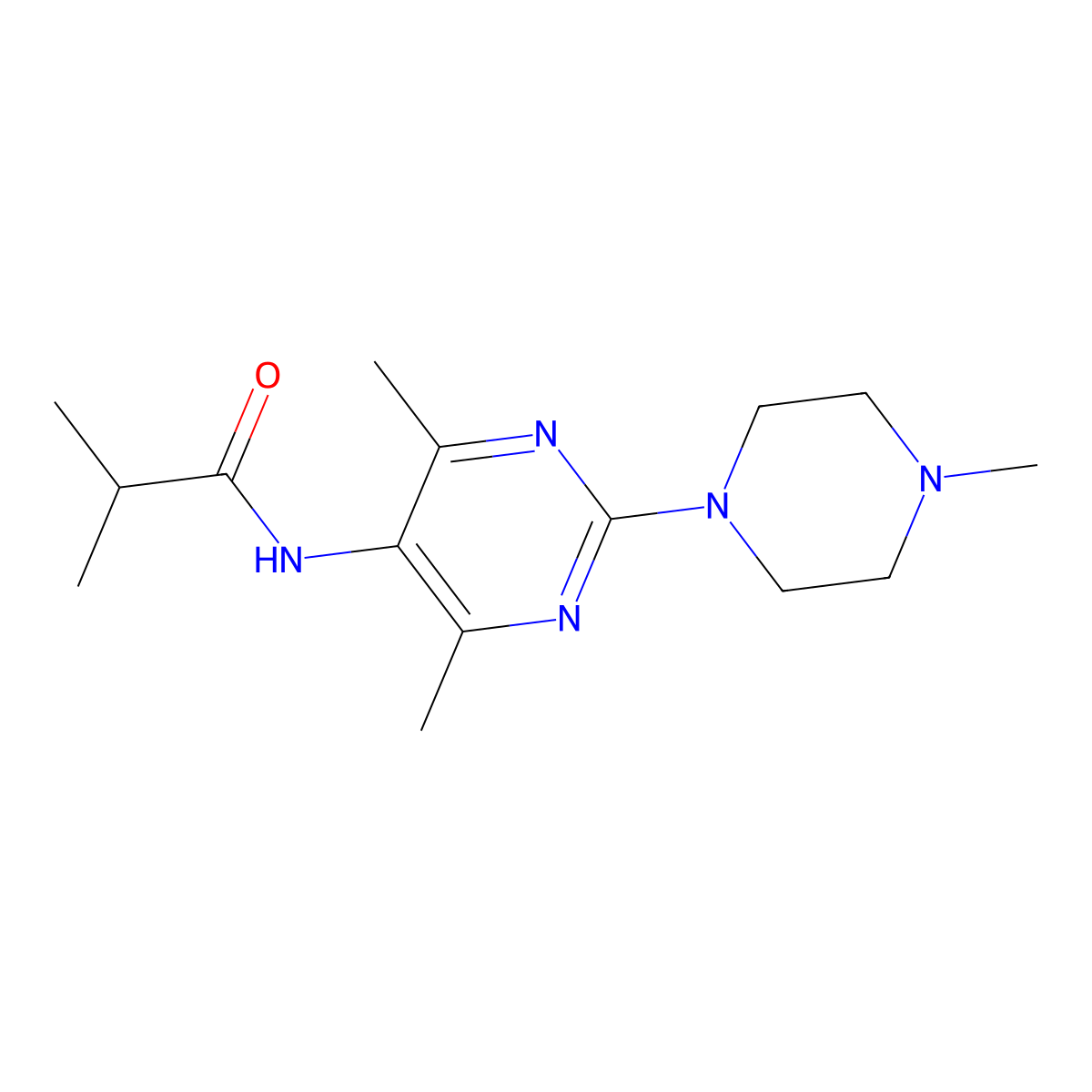 N-(4,6-dimethyl-2-(4-methylpiperazin-1-yl)pyrimidin-5-yl)isobutyramide molecular structure, CAS 1797973-02-4