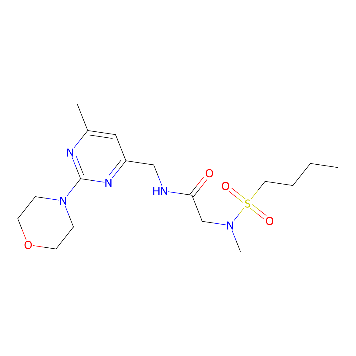 N-((6-methyl-2-morpholinopyrimidin-4-yl)methyl)-2-(N-methylbutylsulfonamido)acetamide molecular structure, CAS 1797973-36-4