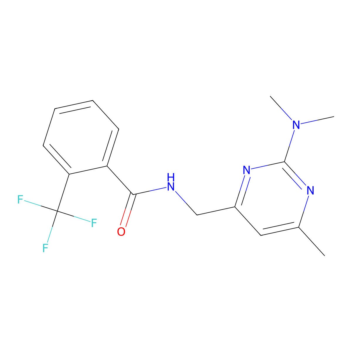 N-{[2-(dimethylamino)-6-methylpyrimidin-4-yl]methyl}-2-(trifluoromethyl)benzamide molecular structure, CAS 1797973-84-2