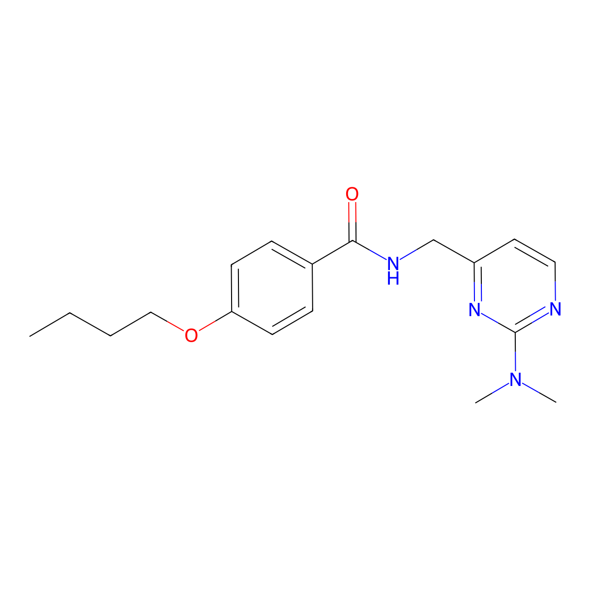 4-butoxy-N-((2-(dimethylamino)pyrimidin-4-yl)methyl)benzamide molecular structure, CAS 1797973-92-2