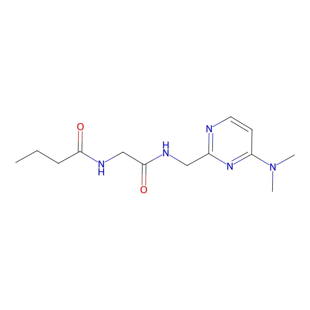 N-(2-(((4-(dimethylamino)pyrimidin-2-yl)methyl)amino)-2-oxoethyl)butyramide molecular structure, CAS 1797973-94-4