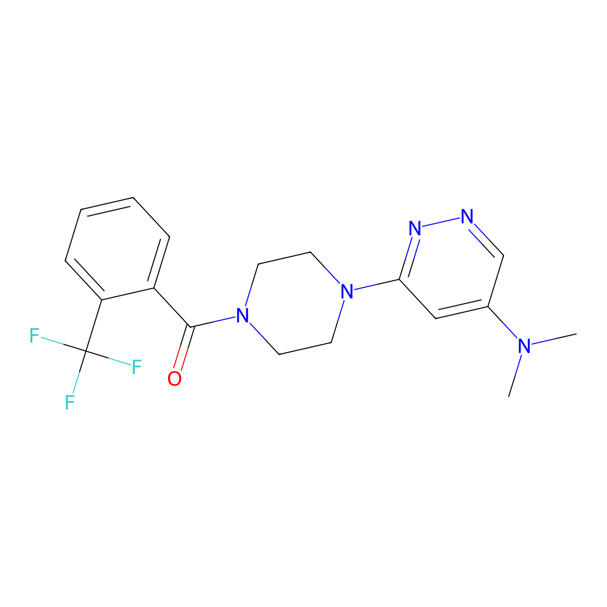(4-(5-(Dimethylamino)pyridazin-3-yl)piperazin-1-yl)(2-(trifluoromethyl)phenyl)methanone molecular structure, CAS 1797974-04-9