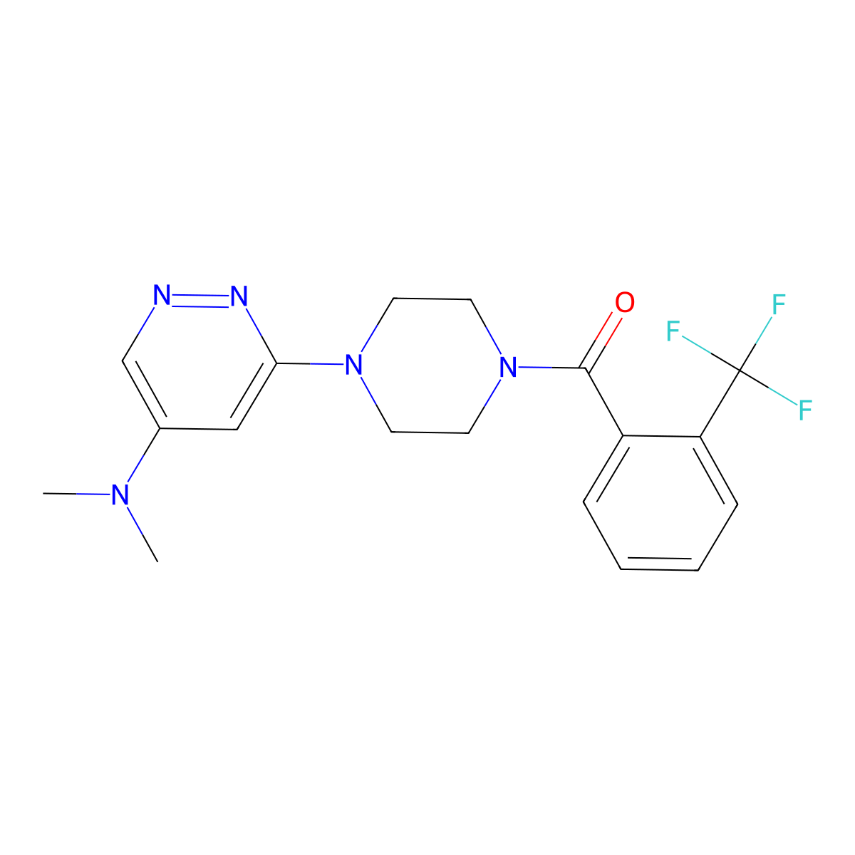 (4-(5-(Dimethylamino)pyridazin-3-yl)piperazin-1-yl)(2-(trifluoromethyl)phenyl)methanone molecular structure, CAS 1797974-04-9