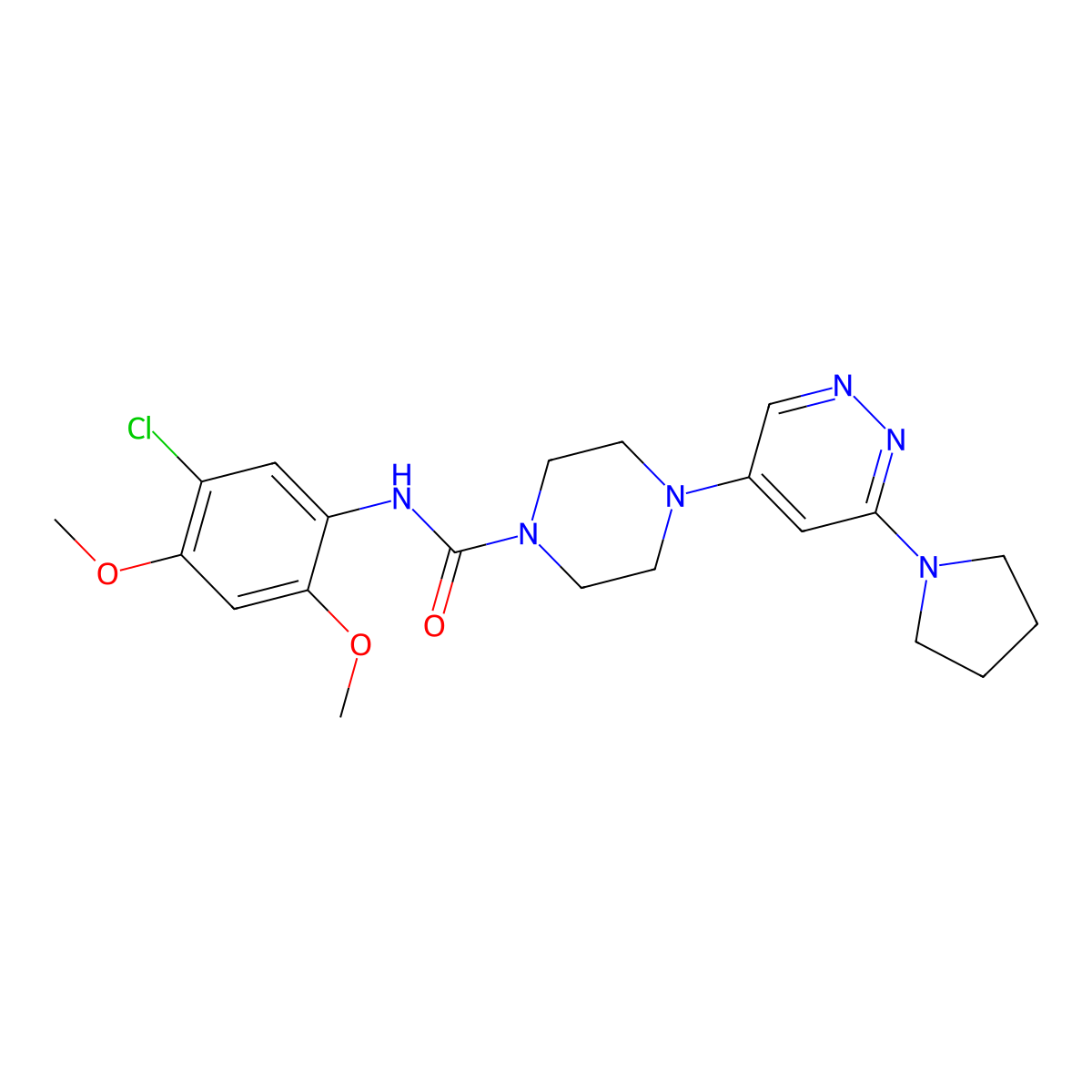 N-(5-chloro-2,4-dimethoxyphenyl)-4-(6-(pyrrolidin-1-yl)pyridazin-4-yl)piperazine-1-carboxamide molecular structure, CAS 1797974-15-2