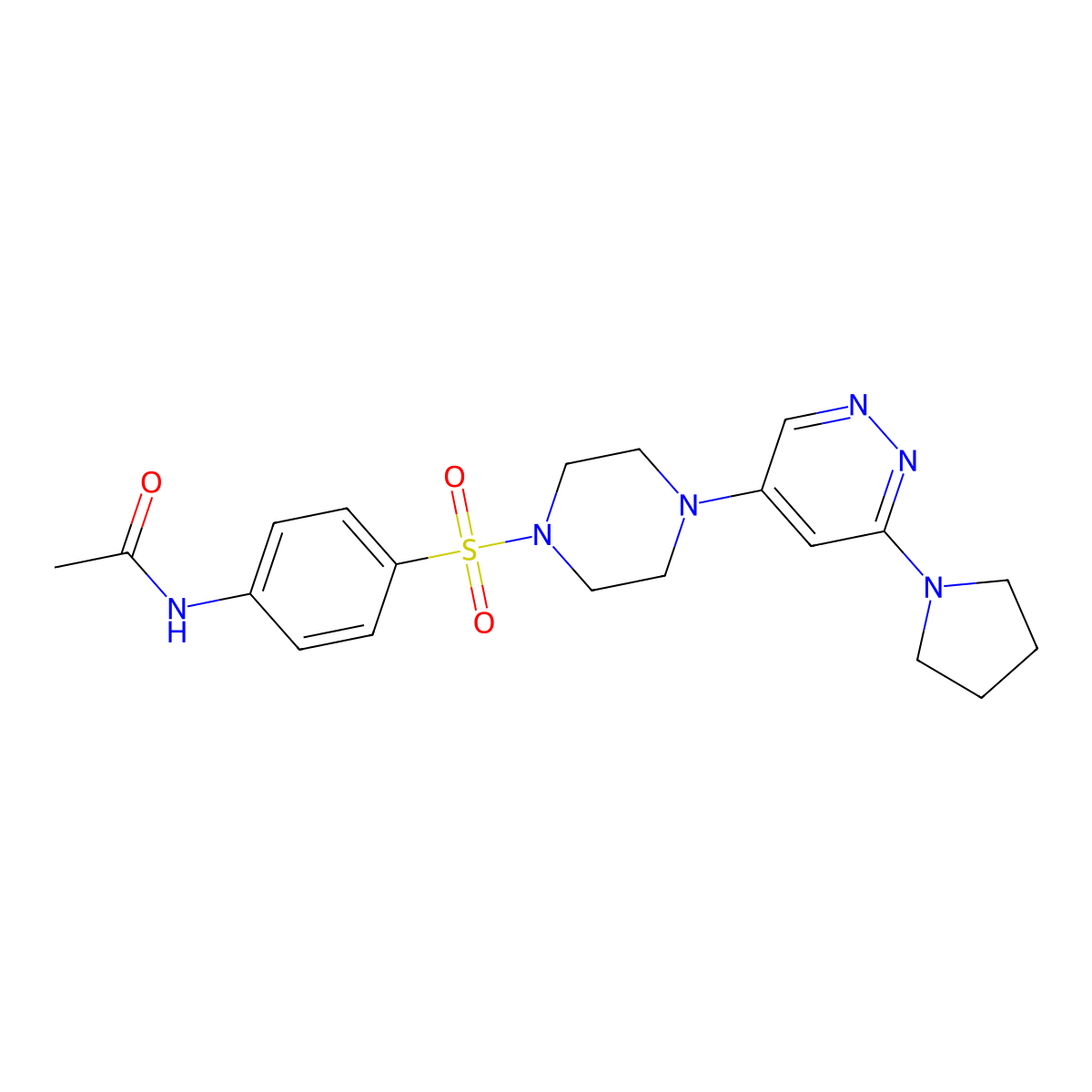 N-(4-((4-(6-(pyrrolidin-1-yl)pyridazin-4-yl)piperazin-1-yl)sulfonyl)phenyl)acetamide molecular structure, CAS 1797974-21-0