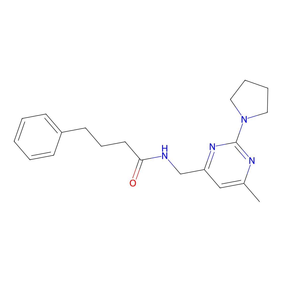 N-((6-methyl-2-(pyrrolidin-1-yl)pyrimidin-4-yl)methyl)-4-phenylbutanamide molecular structure, CAS 1797974-65-2