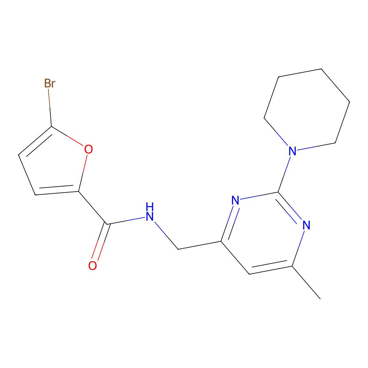 5-bromo-N-{[6-methyl-2-(piperidin-1-yl)pyrimidin-4-yl]methyl}furan-2-carboxamide molecular structure, CAS 1797974-81-2