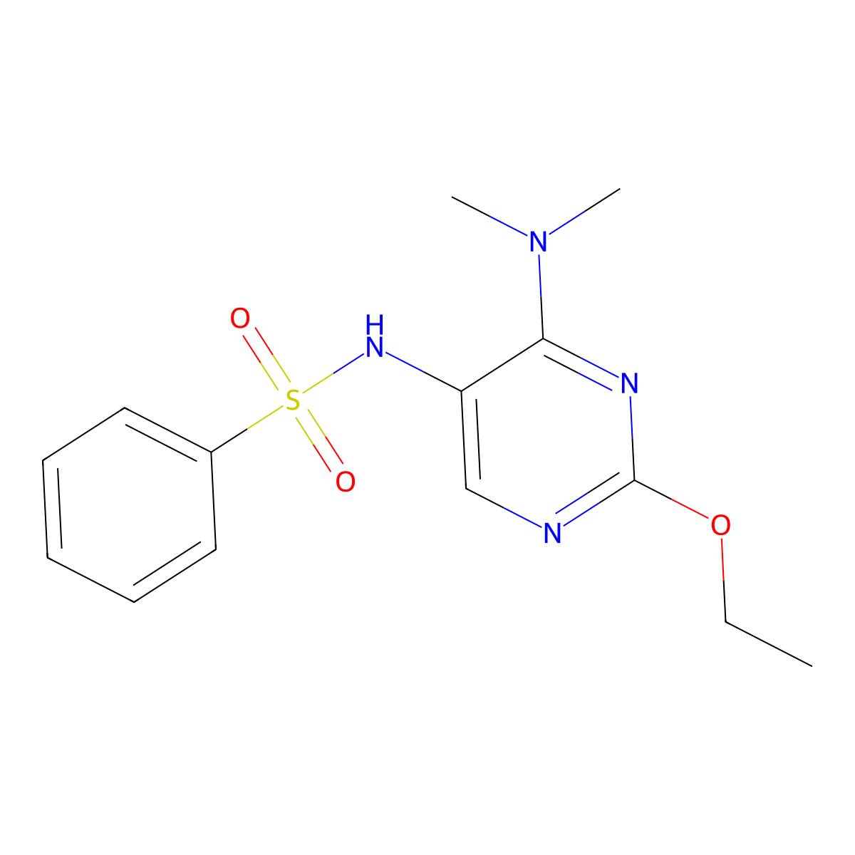 N-(4-(dimethylamino)-2-ethoxypyrimidin-5-yl)benzenesulfonamide molecular structure, CAS 1797974-88-9