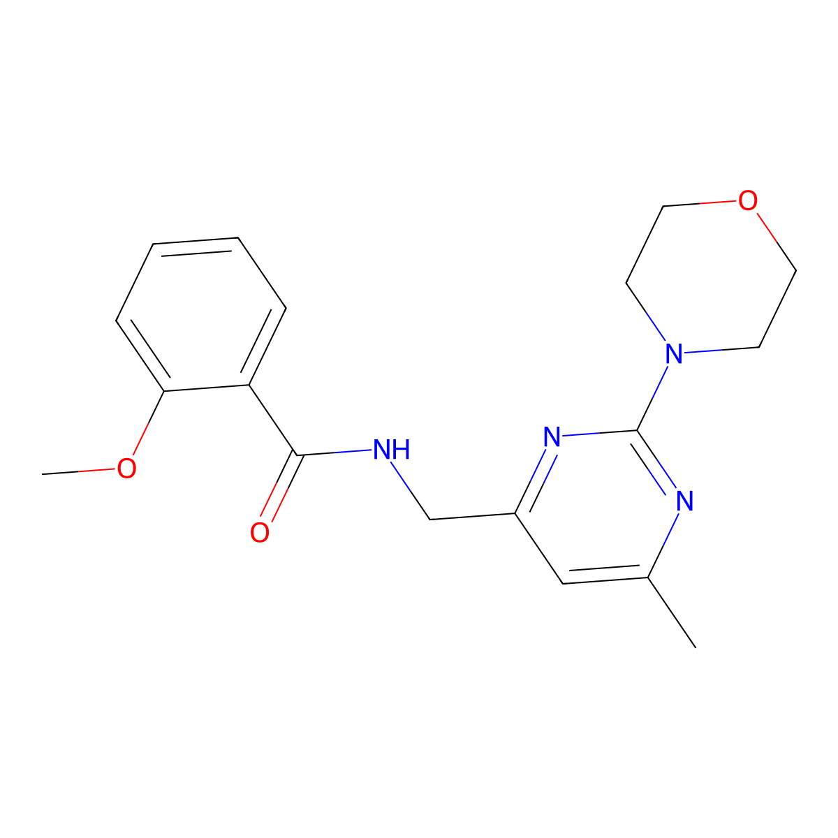 2-methoxy-N-((6-methyl-2-morpholinopyrimidin-4-yl)methyl)benzamide molecular structure, CAS 1797975-11-1