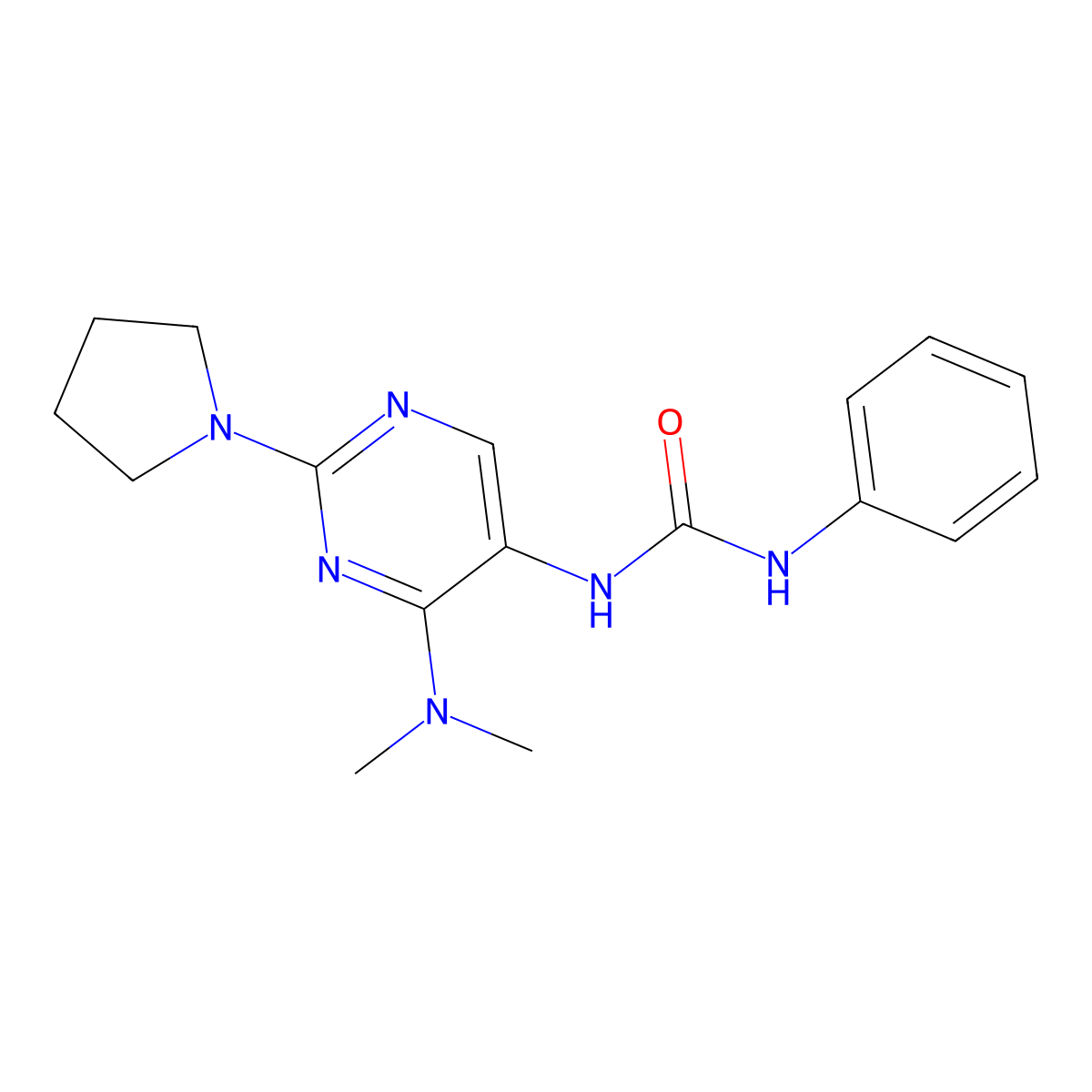 1-(4-(Dimethylamino)-2-(pyrrolidin-1-yl)pyrimidin-5-yl)-3-phenylurea molecular structure, CAS 1797975-18-8