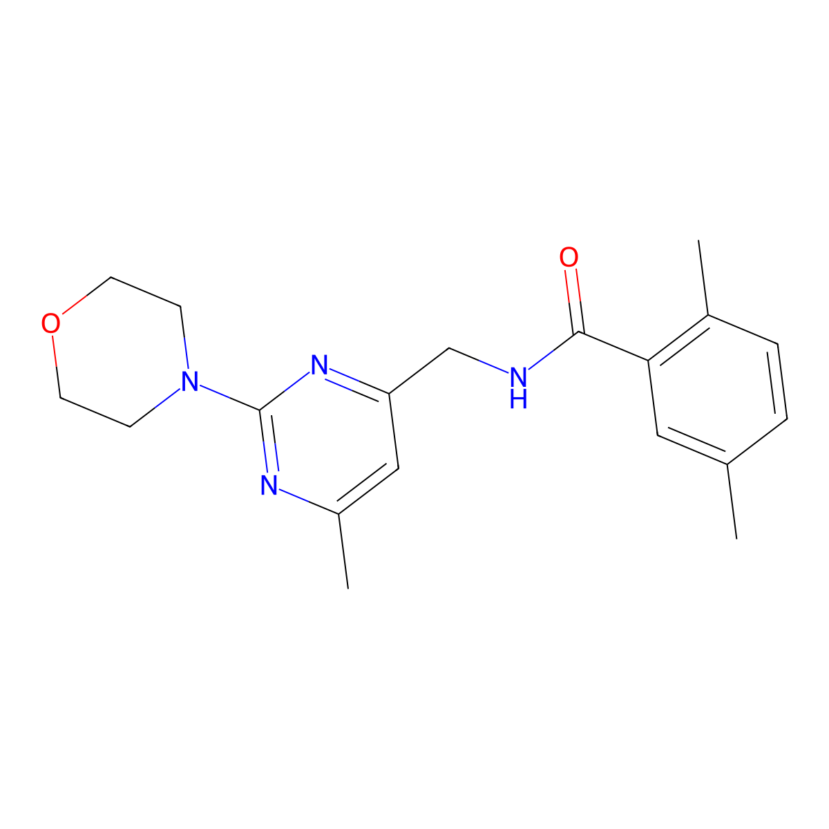 2,5-dimethyl-N-{[6-methyl-2-(morpholin-4-yl)pyrimidin-4-yl]methyl}benzamide molecular structure, CAS 1797975-19-9