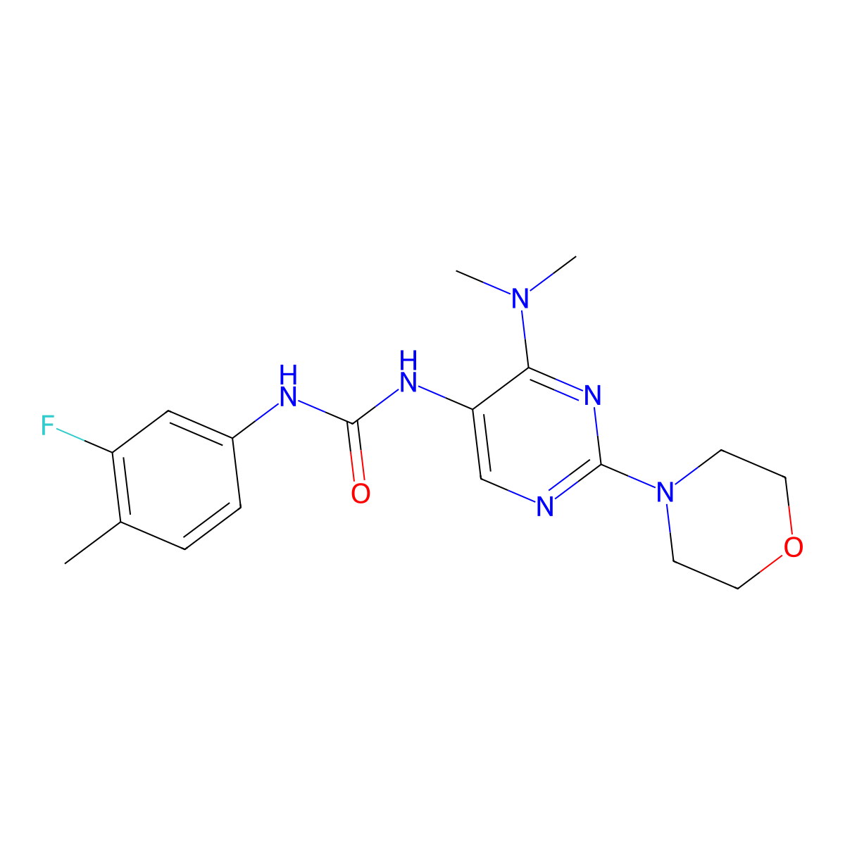 1-(4-(Dimethylamino)-2-morpholinopyrimidin-5-yl)-3-(3-fluoro-4-methylphenyl)urea molecular structure, CAS 1797975-32-6