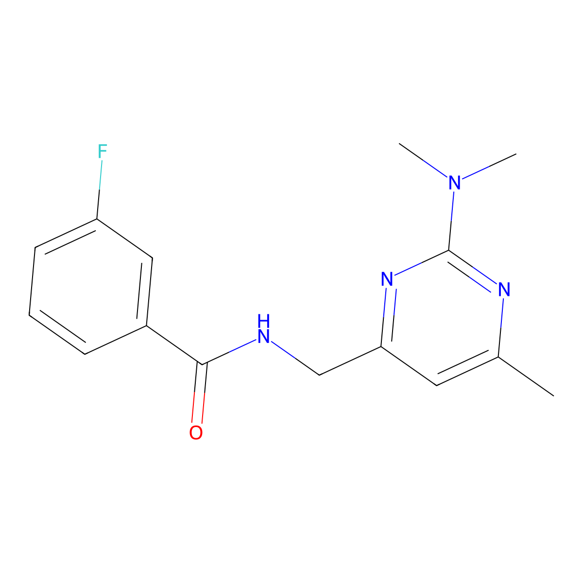 N-{[2-(dimethylamino)-6-methylpyrimidin-4-yl]methyl}-3-fluorobenzamide molecular structure, CAS 1797975-35-9