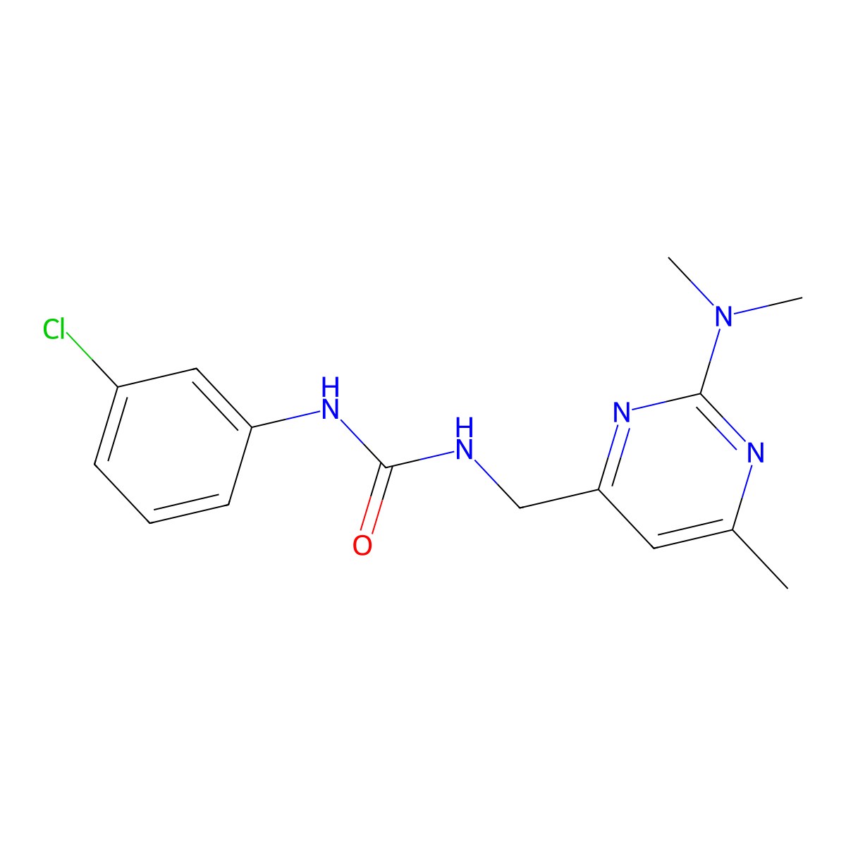 1-(3-Chlorophenyl)-3-{[2-(dimethylamino)-6-methylpyrimidin-4-yl]methyl}urea molecular structure, CAS 1797975-49-5