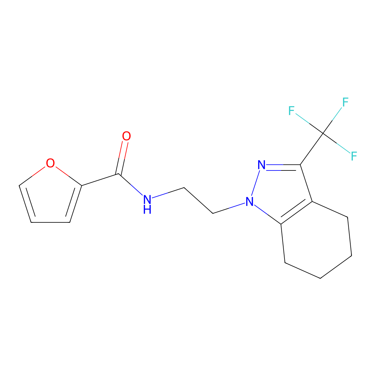 N-{2-[3-(trifluoromethyl)-4,5,6,7-tetrahydro-1H-indazol-1-yl]ethyl}furan-2-carboxamide molecular structure, CAS 1797976-06-7