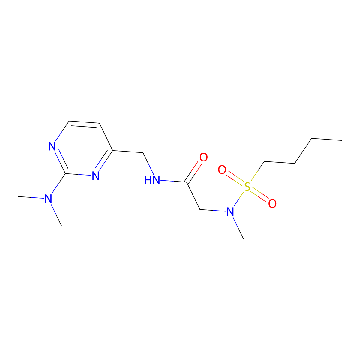 N-((2-(dimethylamino)pyrimidin-4-yl)methyl)-2-(N-methylbutylsulfonamido)acetamide molecular structure, CAS 1797976-07-8