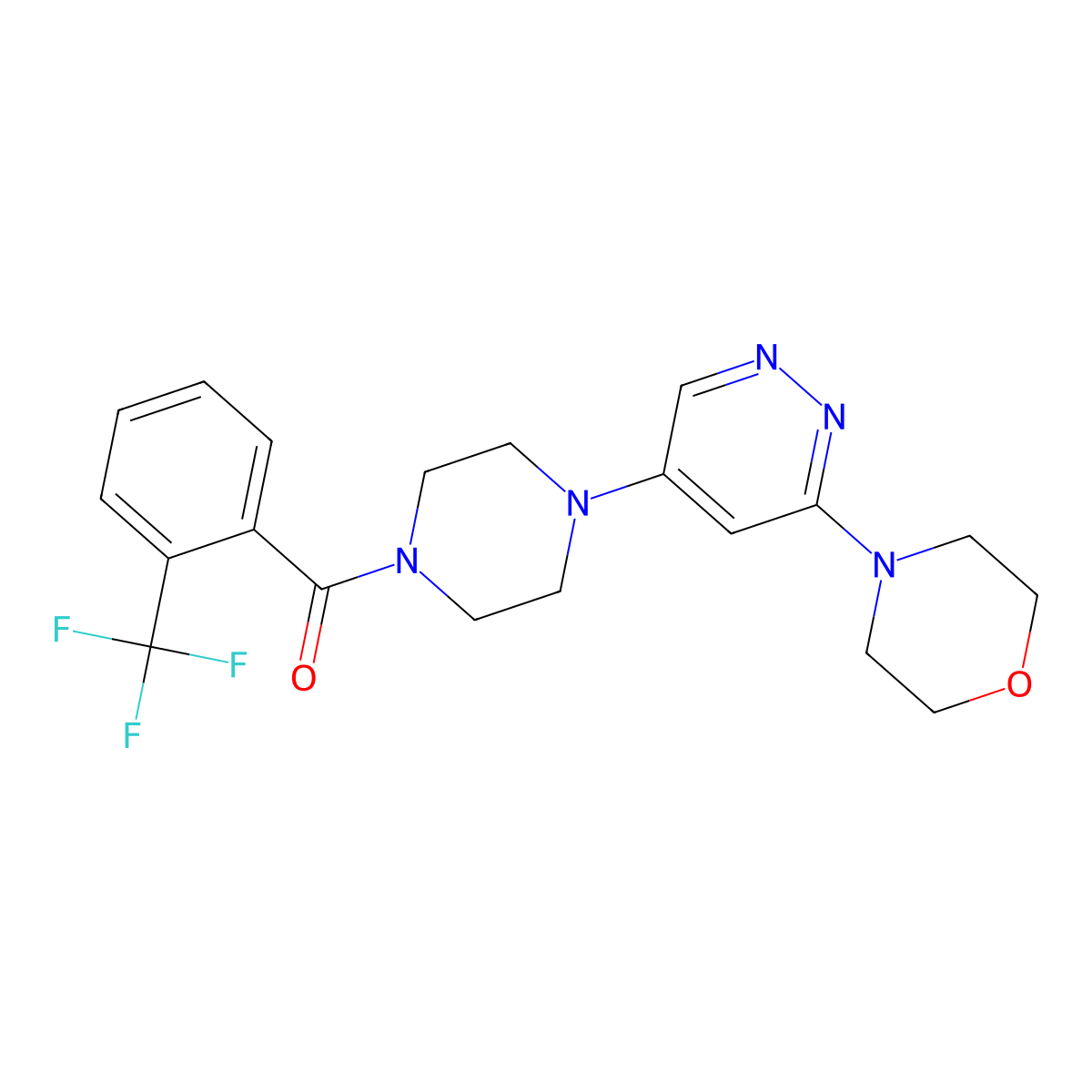 (4-(6-Morpholinopyridazin-4-yl)piperazin-1-yl)(2-(trifluoromethyl)phenyl)methanone molecular structure, CAS 1797976-18-1