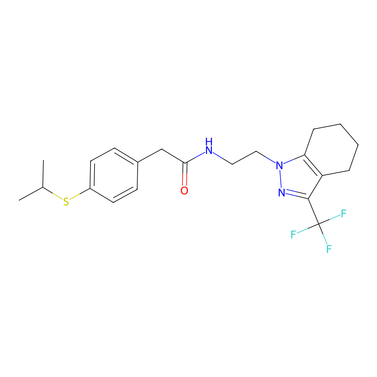 2-(4-(isopropylthio)phenyl)-N-(2-(3-(trifluoromethyl)-4,5,6,7-tetrahydro-1H-indazol-1-yl)ethyl)acetamide molecular structure, CAS 1797976-19-2