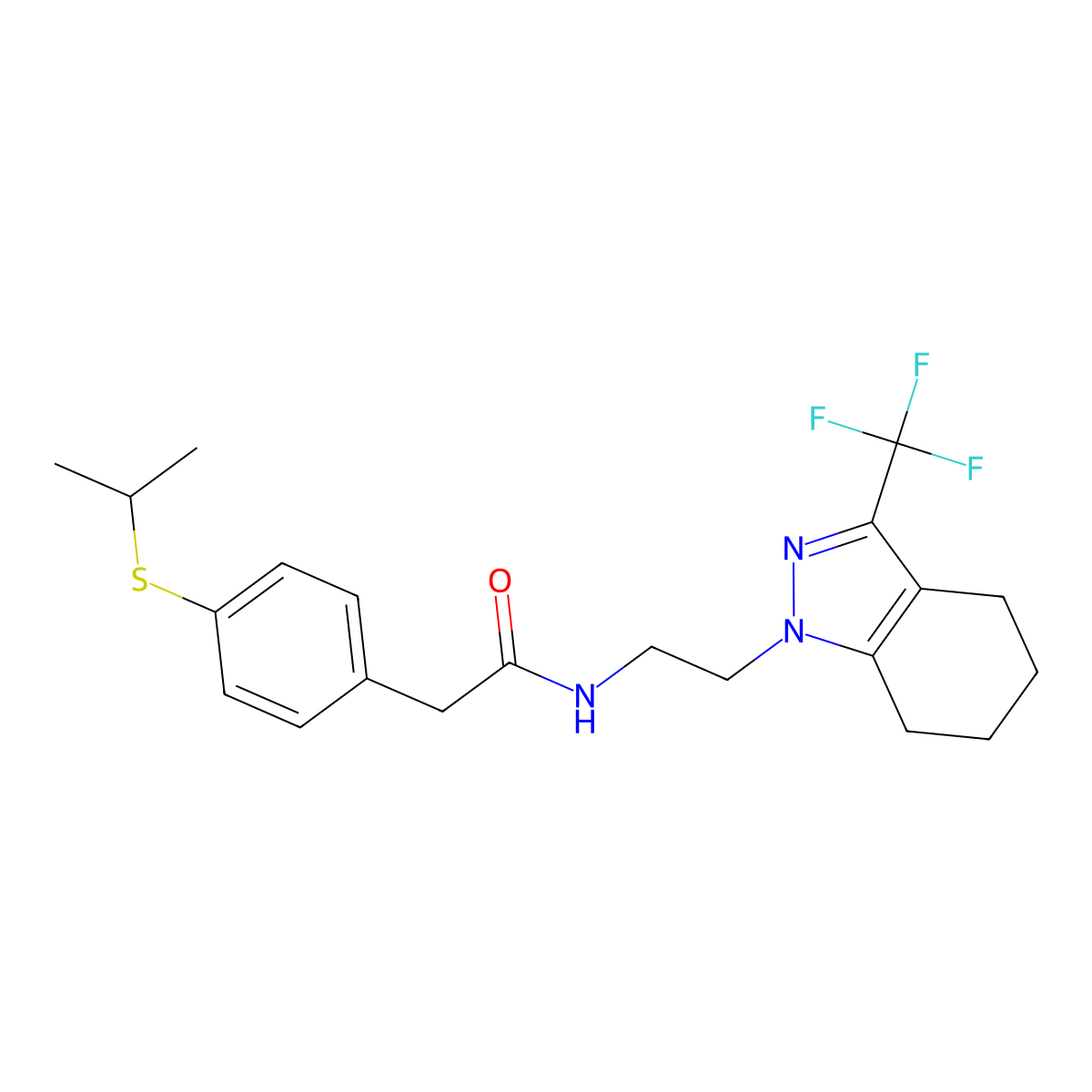 2-(4-(isopropylthio)phenyl)-N-(2-(3-(trifluoromethyl)-4,5,6,7-tetrahydro-1H-indazol-1-yl)ethyl)acetamide molecular structure, CAS 1797976-19-2