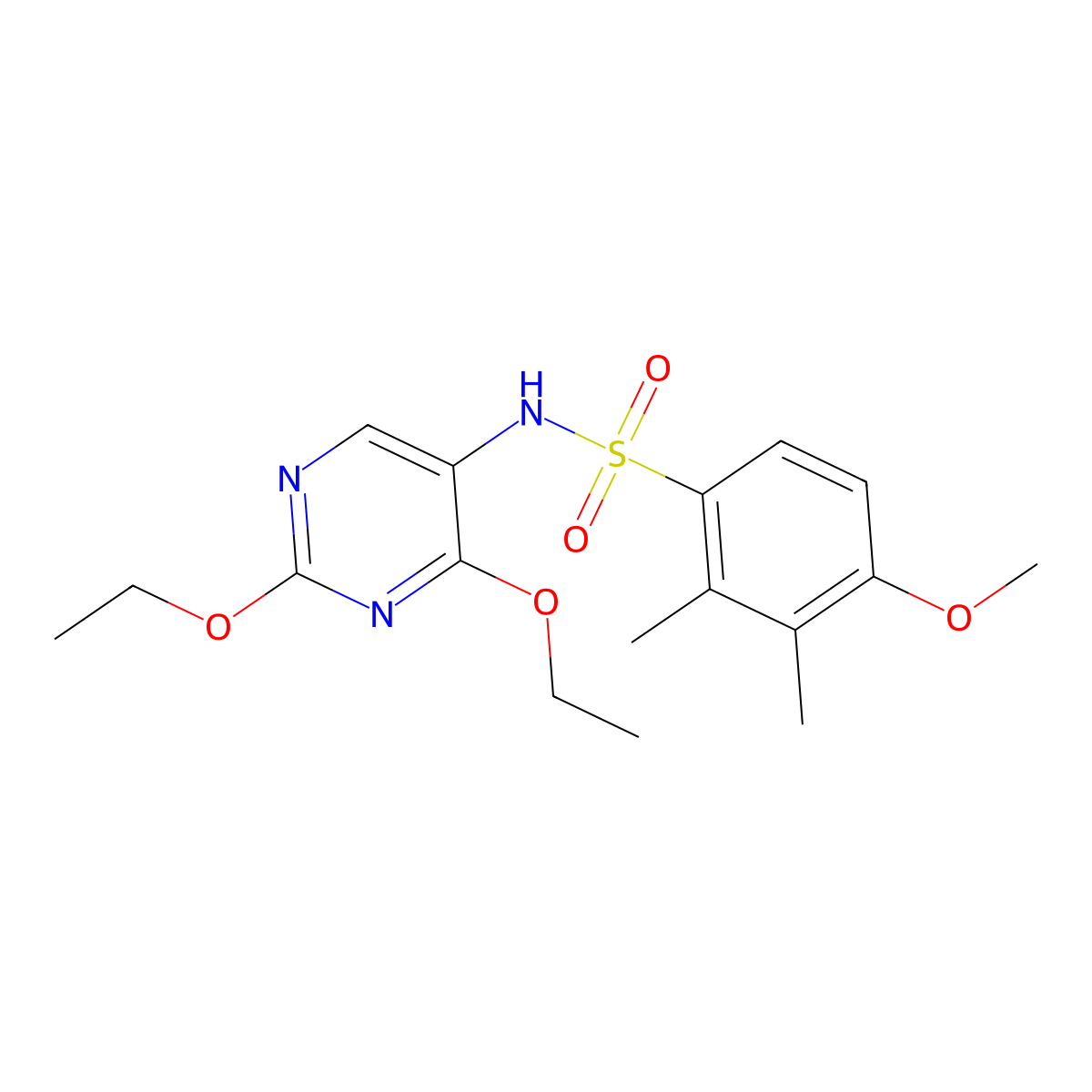 N-(2,4-diethoxypyrimidin-5-yl)-4-methoxy-2,3-dimethylbenzenesulfonamide molecular structure, CAS 1797976-30-7