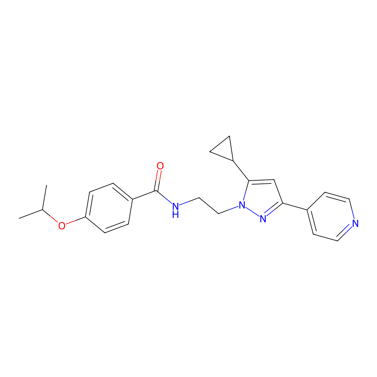 N-(2-(5-cyclopropyl-3-(pyridin-4-yl)-1H-pyrazol-1-yl)ethyl)-4-isopropoxybenzamide molecular structure, CAS 1797976-76-1