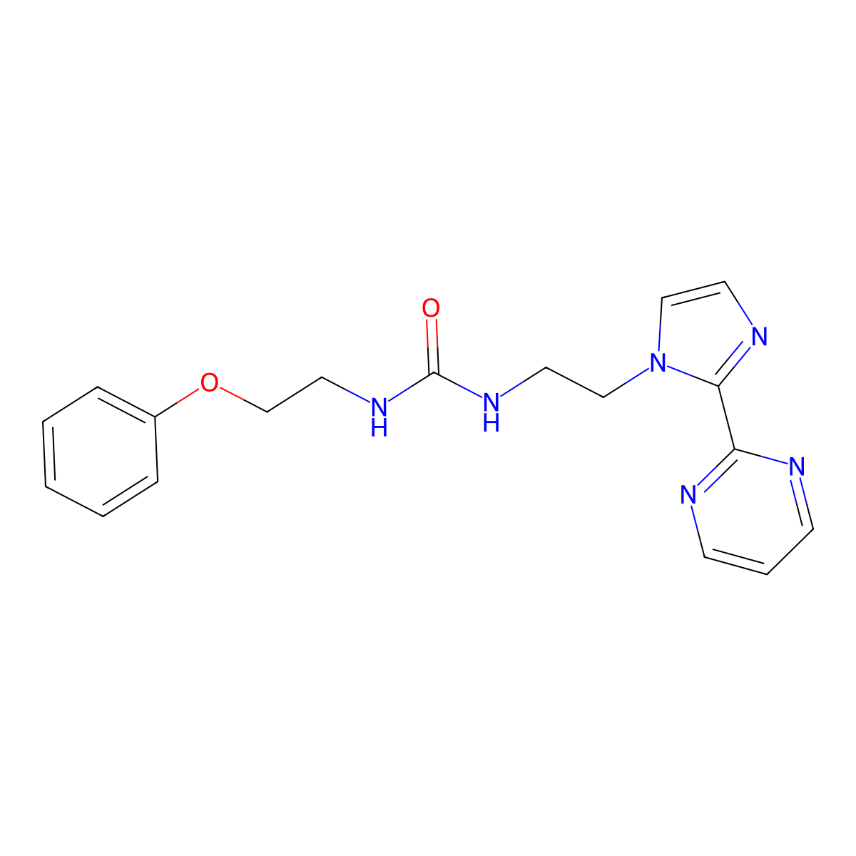 1-(2-phenoxyethyl)-3-(2-(2-(pyrimidin-2-yl)-1H-imidazol-1-yl)ethyl)urea molecular structure, CAS 1797977-43-5