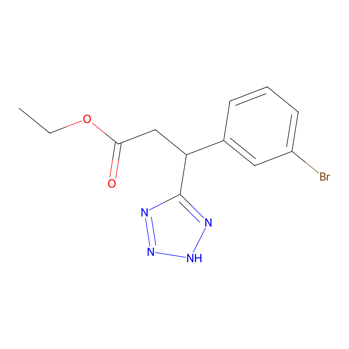 ethyl 3-(3-bromophenyl)-3-(2H-1,2,3,4-tetrazol-5-yl)propanoate molecular structure, CAS 1797977-54-8
