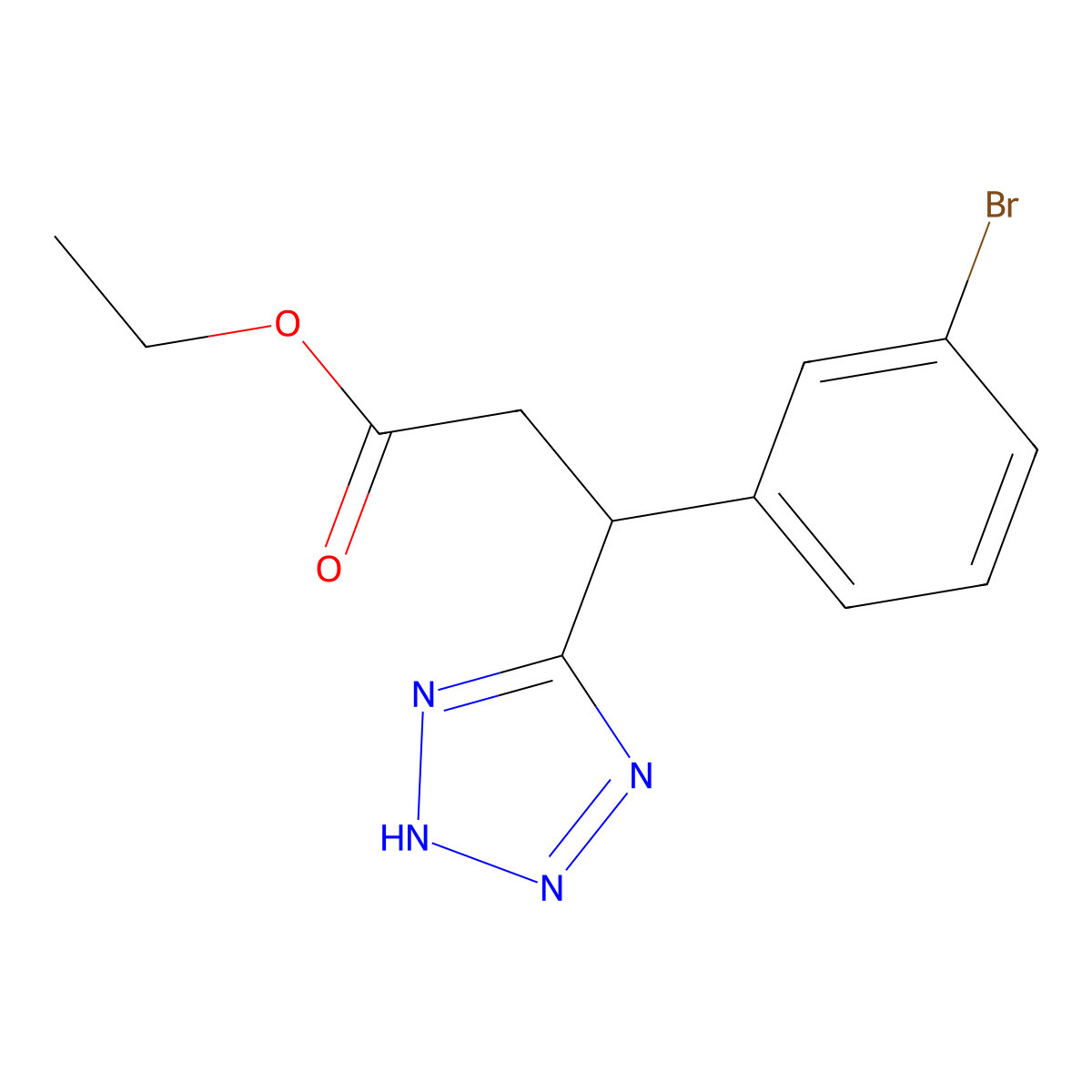 ethyl 3-(3-bromophenyl)-3-(2H-1,2,3,4-tetrazol-5-yl)propanoate molecular structure, CAS 1797977-54-8