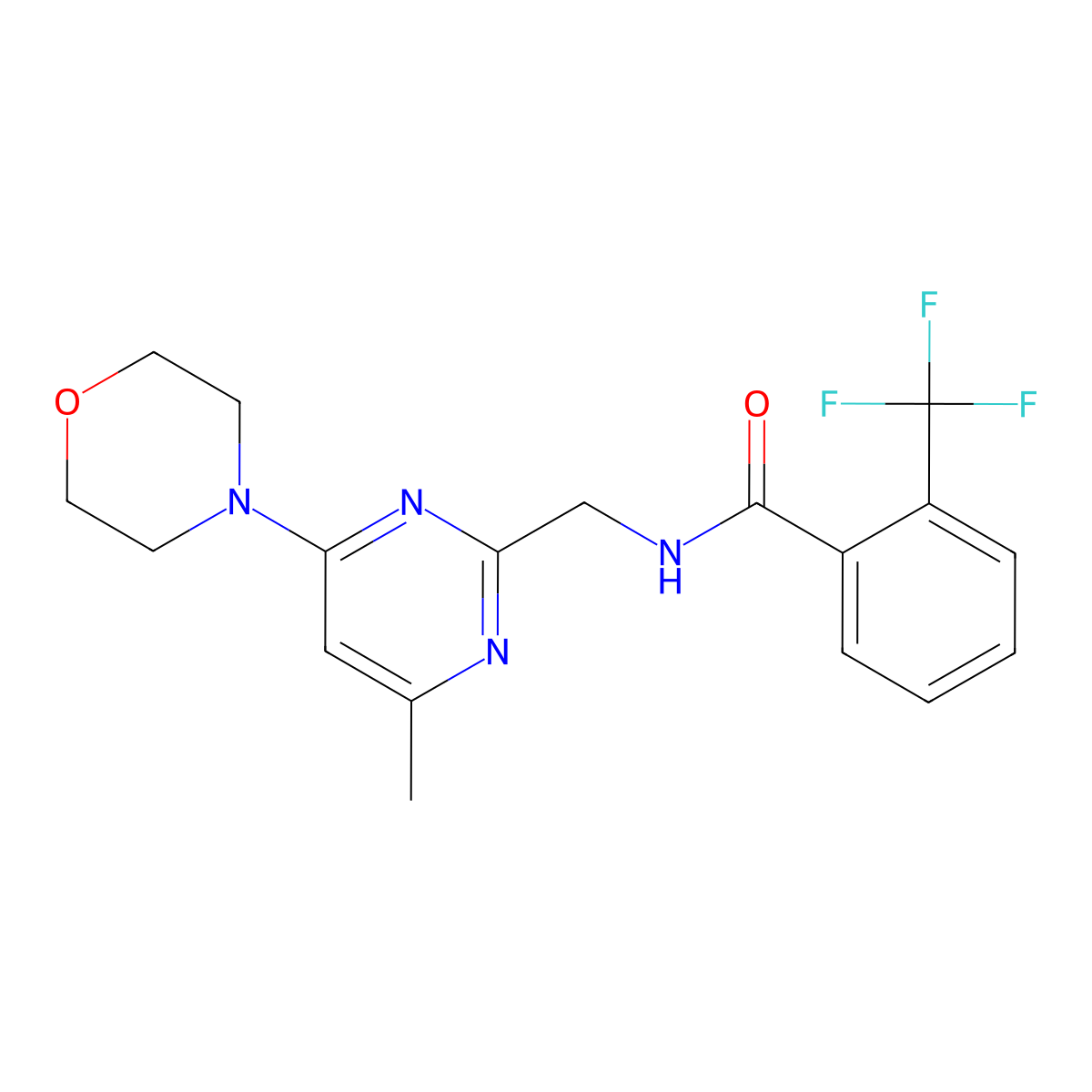 N-{[4-methyl-6-(morpholin-4-yl)pyrimidin-2-yl]methyl}-2-(trifluoromethyl)benzamide molecular structure, CAS 1797977-75-3