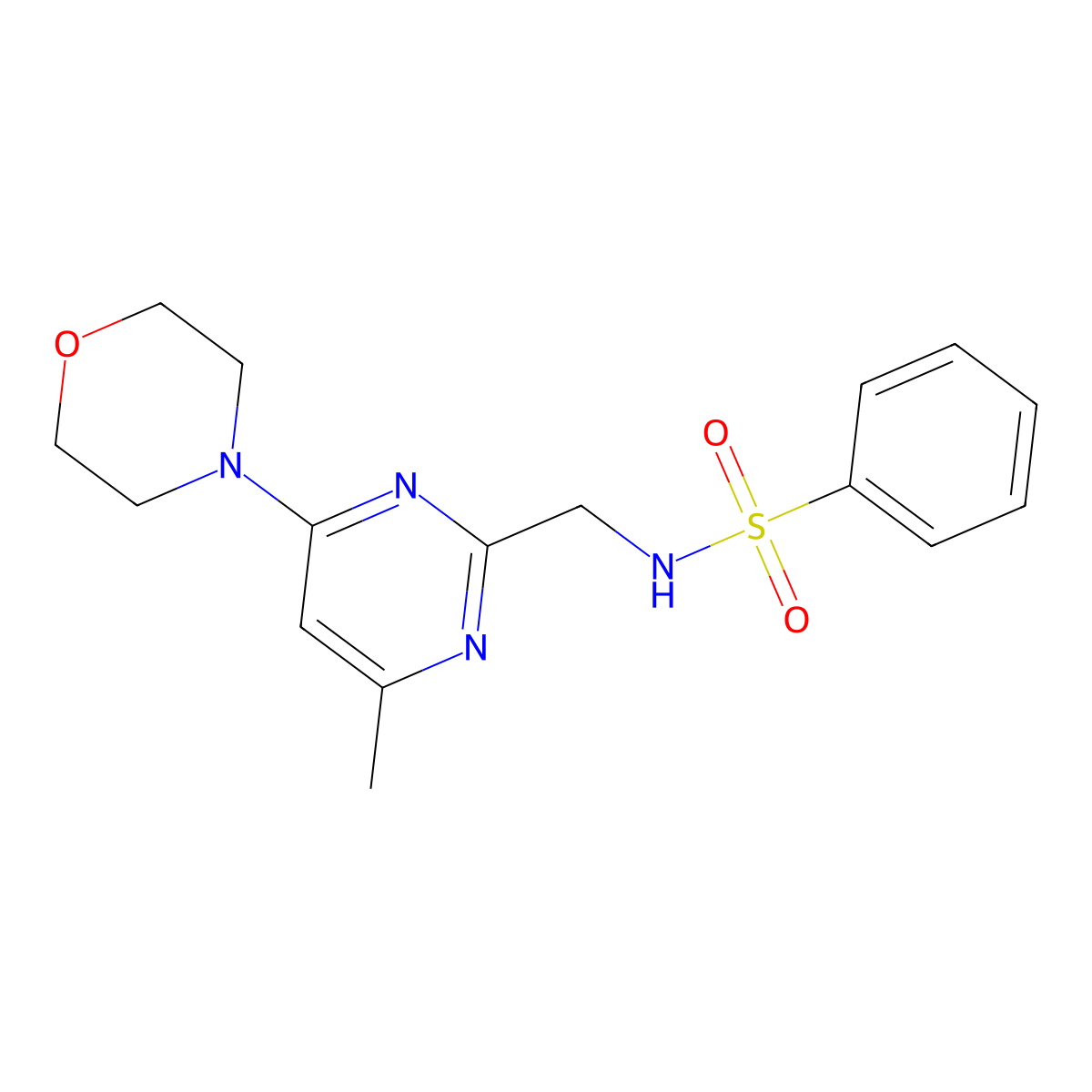 N-((4-methyl-6-morpholinopyrimidin-2-yl)methyl)benzenesulfonamide molecular structure, CAS 1797977-83-3