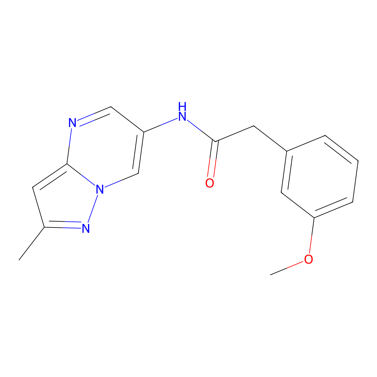 2-(3-methoxyphenyl)-N-(2-methylpyrazolo[1,5-a]pyrimidin-6-yl)acetamide molecular structure, CAS 1797978-17-6